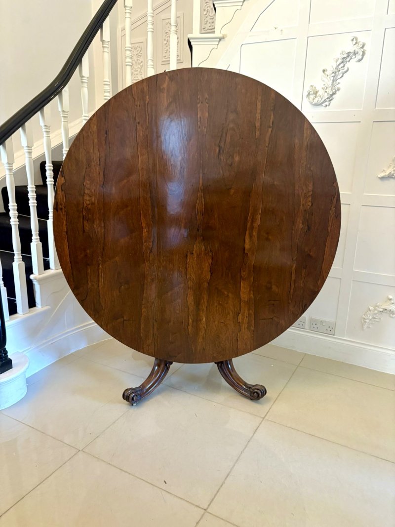 Outstanding Quality Antique Victorian Carved Rosewood Circular Dining Table